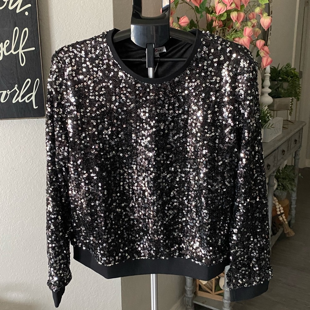 GeeGee Long Sleeve Sequin Top NWT